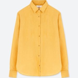 Uniqlo Yellow Shirt Premium Linen long-sleeve